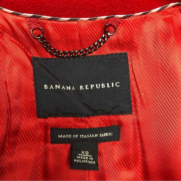Banana Republic Red Double Breasted Short Italian Wool Coat - Picture 13 of 16